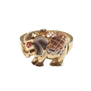 14k Ladies tri-tone Gold Elefant Ring